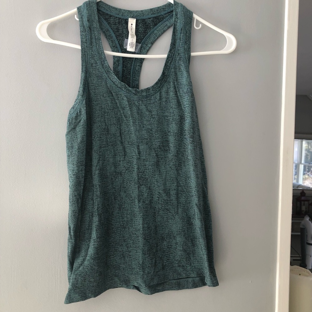 Athleta Black/forest green, Racerback Tank Top with bottom hem grip